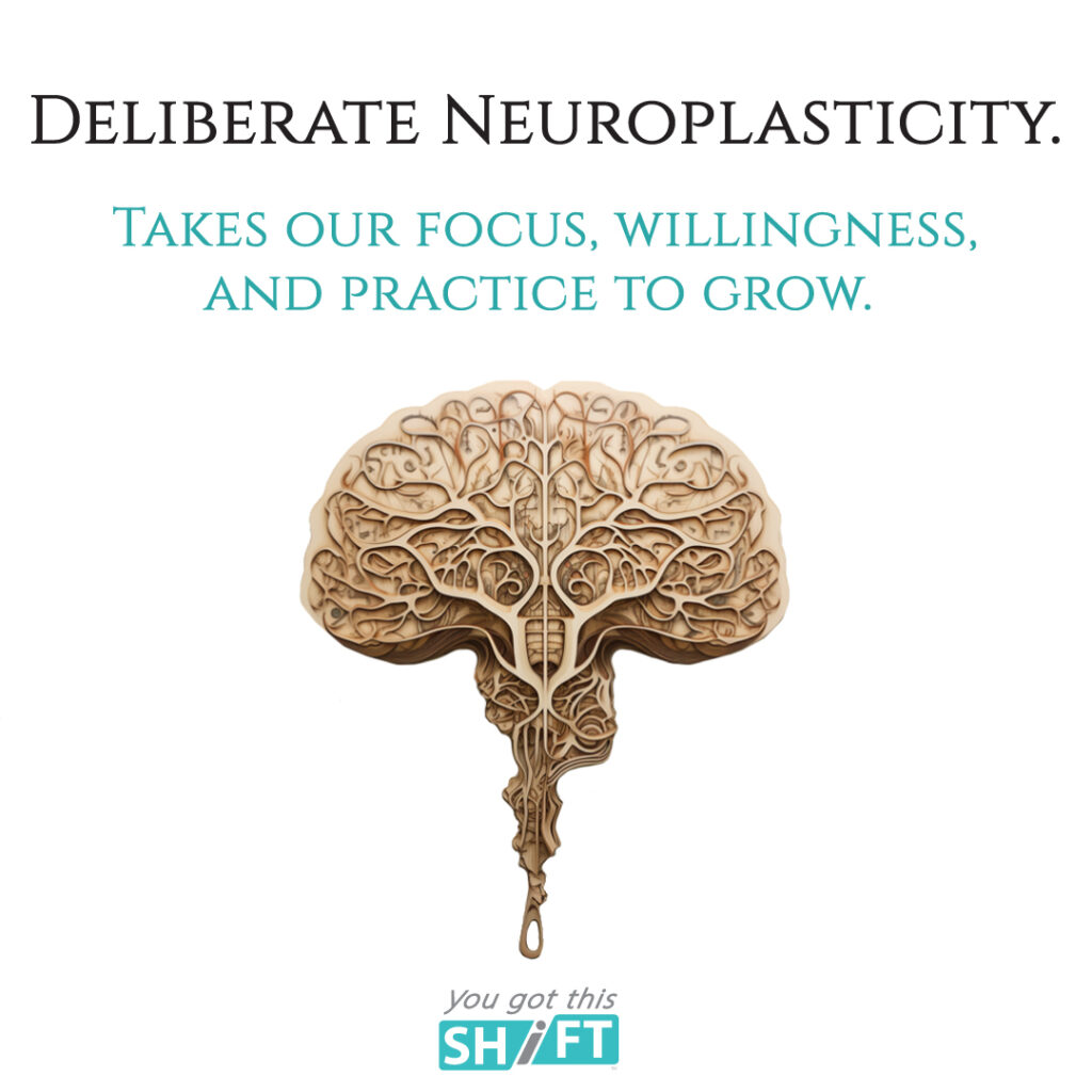 Deliberate Neuroplasticity. Takes our focus, willingness, and practice to grow. - You Got This Shift. Somatic Therapy (Somatic Experiencing), Positive Psychology